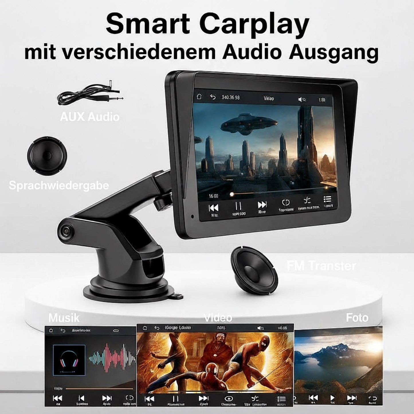Kabelloses 7-Zoll Car Stereo mit CarPlay, Bluetooth 5.0 und Navigation