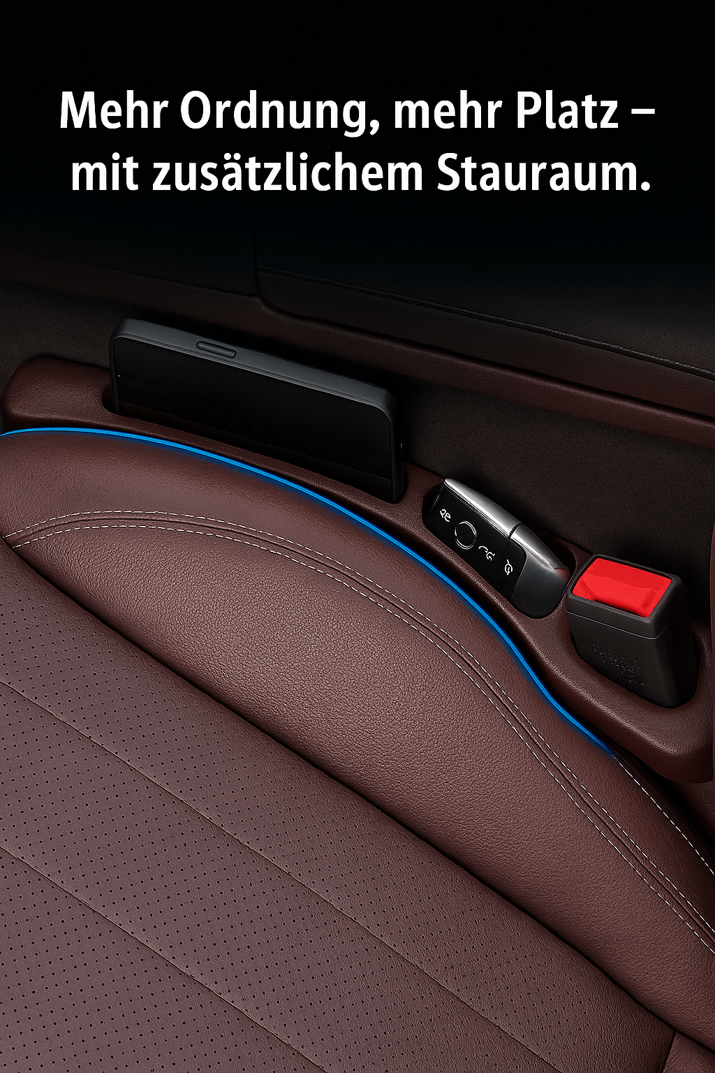 2 Stück Autositz-Lückenfüller Organizer – Wasserdichter Sitzlückenstopfen mit 2 Fächern, praktischer Aufbewahrungsstreifen für den Innenraum