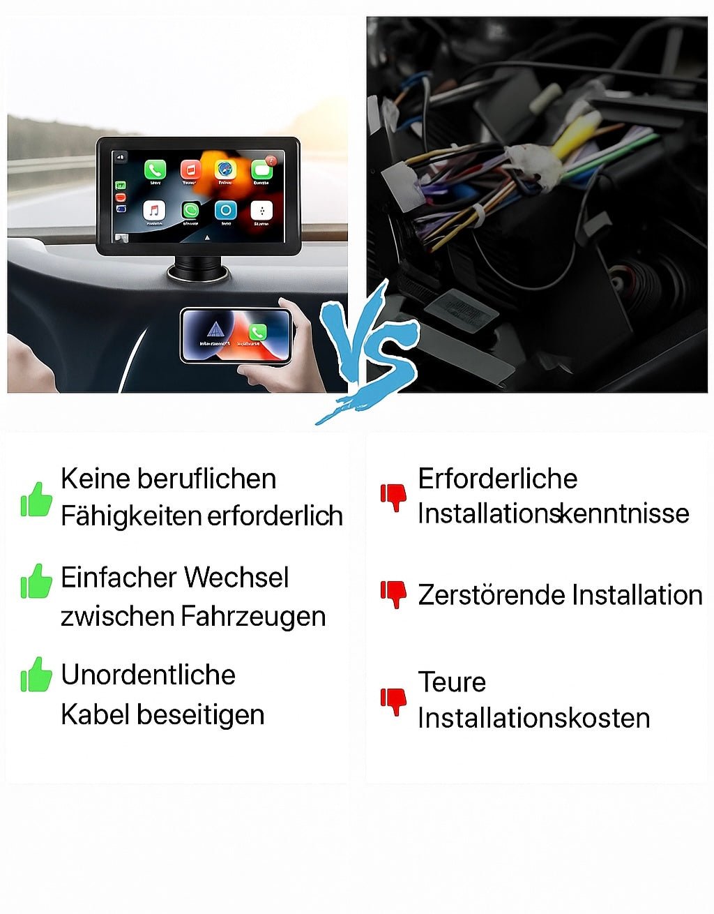 Kabelloses 7-Zoll Car Stereo mit CarPlay, Bluetooth 5.0 und Navigation