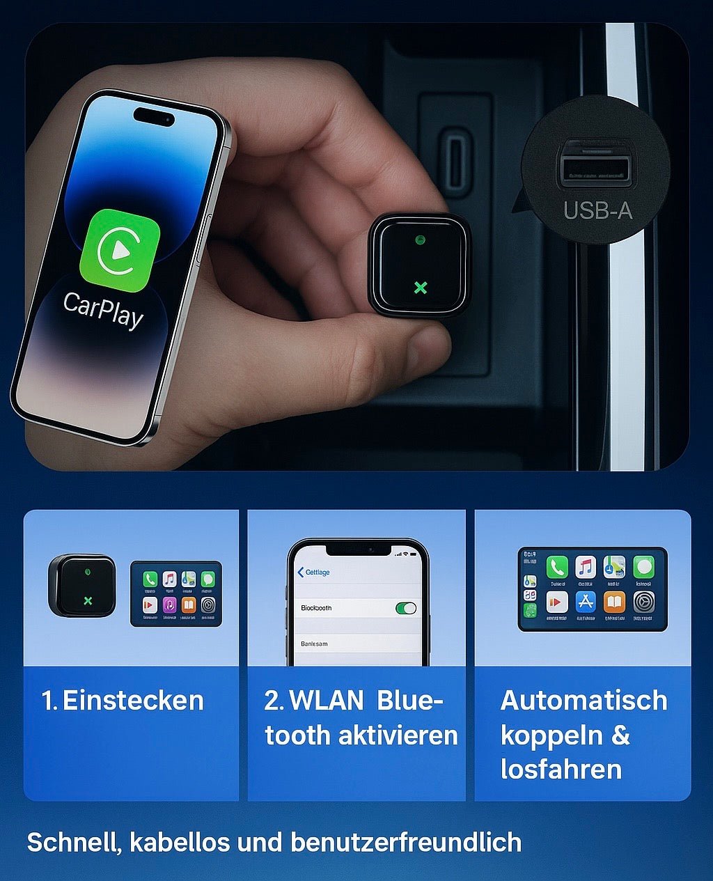 Wireless CarPlay Box – Adapter für CarPlay & Android Auto