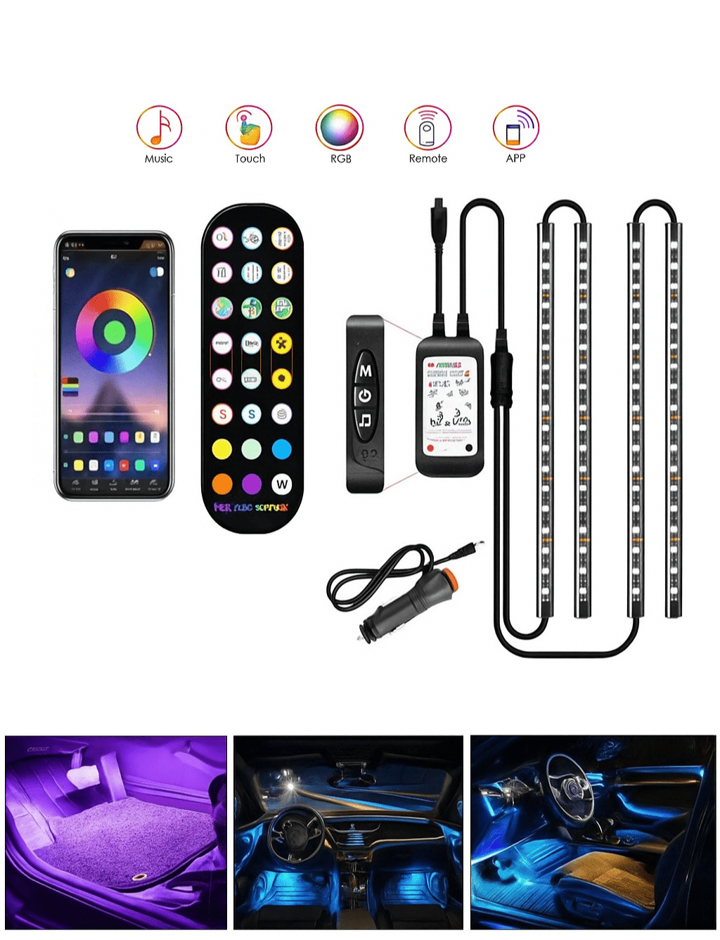 LED Ambient Autolicht mit Fernbedienung