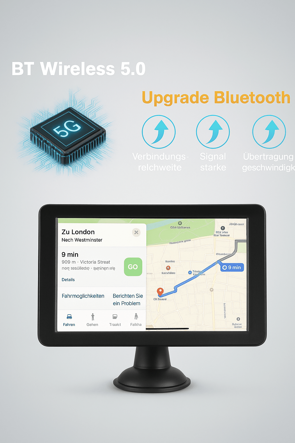 Kabelloses 7-Zoll Car Stereo mit CarPlay, Bluetooth 5.0 und Navigation